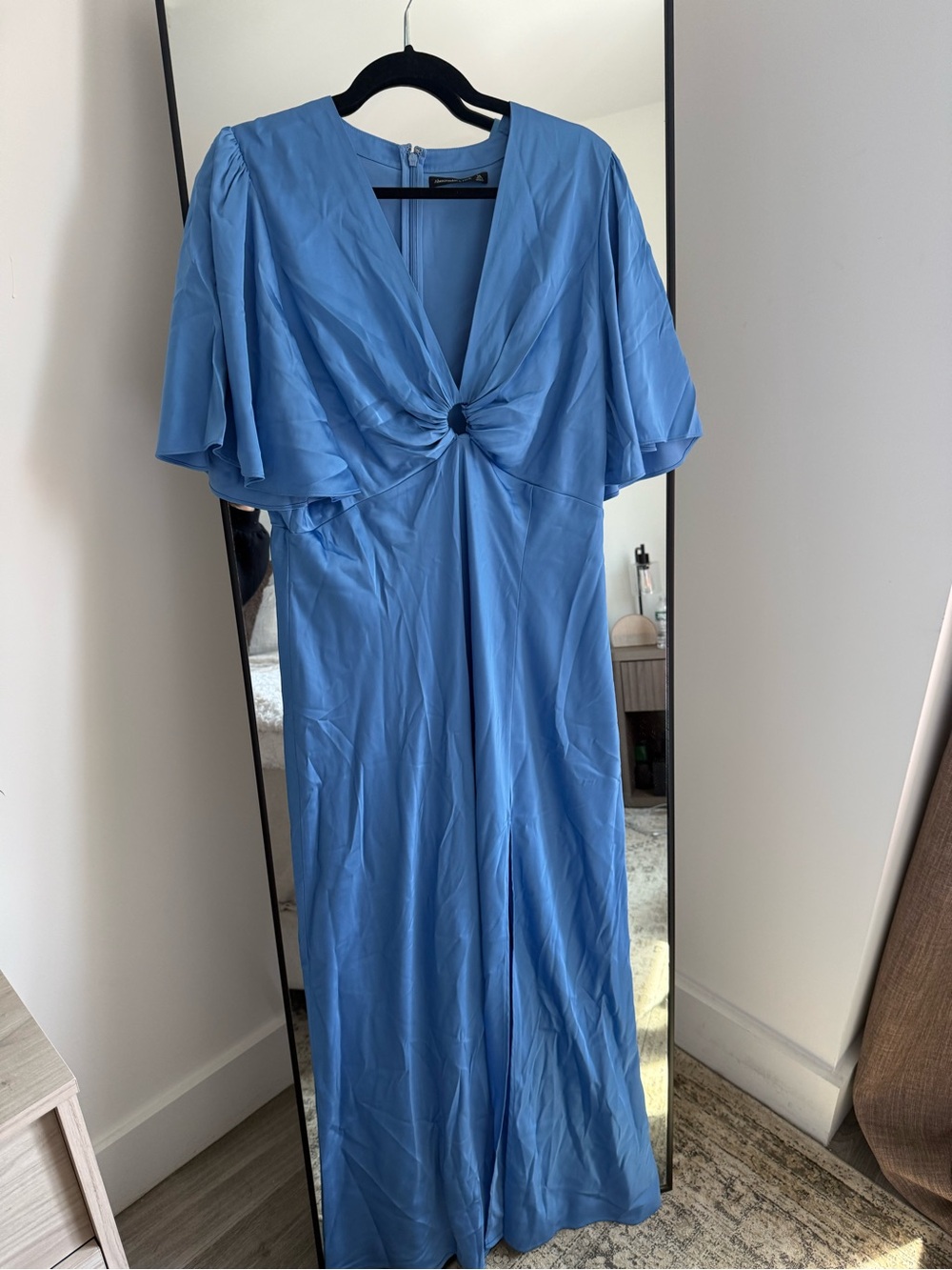 Abercrombie & Fitch Sky Blue Knot-Front Maxi Dress